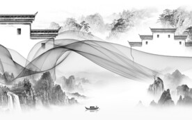 奢雅 清晰灰色山水 TiF分层