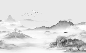 现代 清晰灰色山水 TiF分层