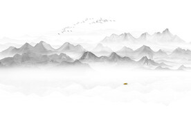 水墨山水画背景墙