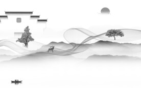 中式 灰色山水背景 TIF分层