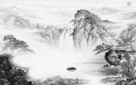 极简 灰色山水背景 TIF分层