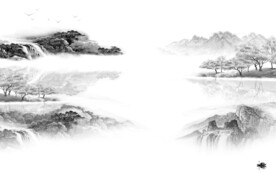 最新 灰色山水背景 TIF分层