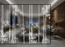 高清分层透明底竹子打印图