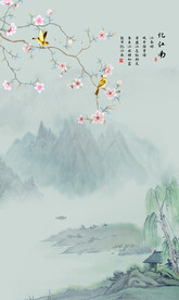 新中式工笔花鸟画玄关画