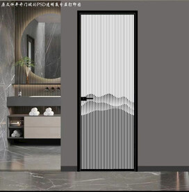 高清分层透明底平开门打印图