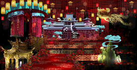 中式婚礼舞台背景效果图