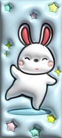 3D立体膨胀风小白兔