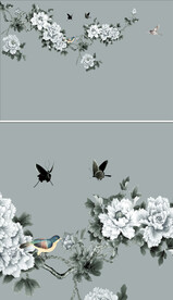 仿手绘高清花鸟