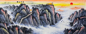 国画泰山日出挂画