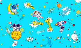 卡通星空宇航员儿童房背景