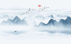 前台水墨山水画背景画
