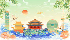 沈阳地标建筑插画