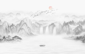 新中式水墨山水画