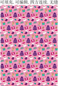 圣诞花纹 卡通图案印花