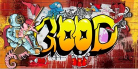 欧美风街头涂鸦餐饮酒吧背景墙