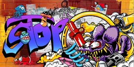 欧美风街头涂鸦餐饮酒吧背景墙