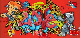 欧美风街头涂鸦餐饮酒吧背景墙