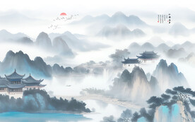 水墨江南背景墙