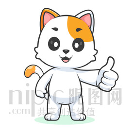 可爱卡通点赞的小猫