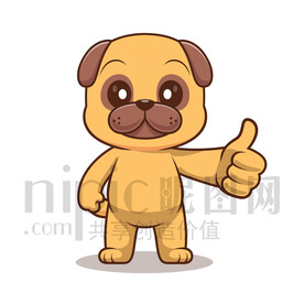 可爱卡通点赞的小狗