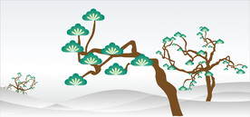 国风水墨松树设计树木背景CDR