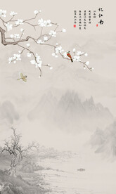 新中式花鸟画玄关图