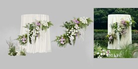 白粉紫色婚礼花艺