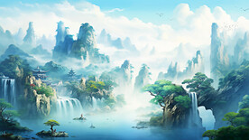 意境水墨古风山水画