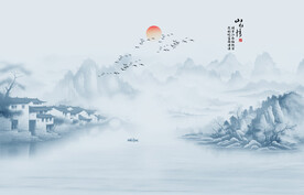 水墨江南水乡背景墙
