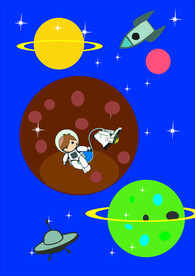 卡通儿童航空太空宇航员梦矢量图