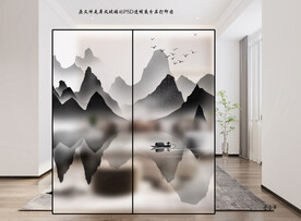 高清分层透明底推拉门打印图