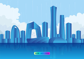 简约科技感扁平化面状北京市地标