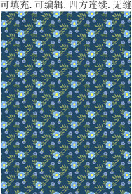  蓝色花卉 小碎花图案 