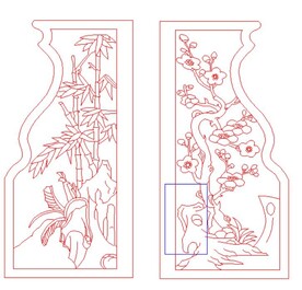 梅花竹子线雕图