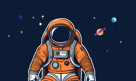 儿童房卡通星空宇航员背景墙