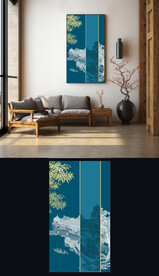 新中式轻奢山水玄关入户装饰画