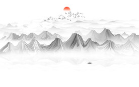 抽象水墨山水画