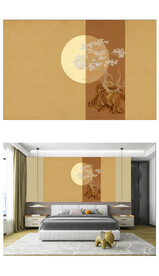 新中式背景轻奢壁画