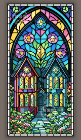 欧陆风情教堂蒂凡尼染色玻璃图案