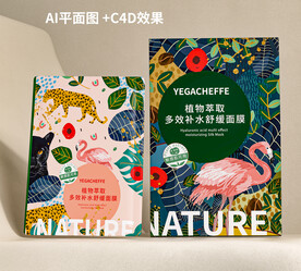 C4D自然之力植物面膜包装包装
