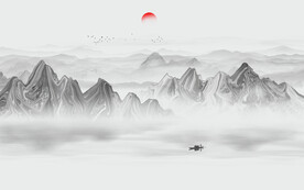 禅意水墨山水画