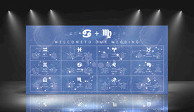 蓝色星空星座婚礼签到背景