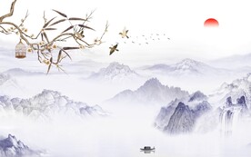 最新 高雅中式山水 tif分层