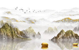 高清 高雅中式山水 tif分层