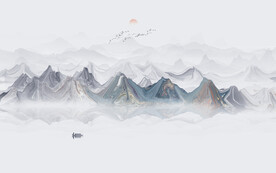 简约抽象水墨山水画背景墙
