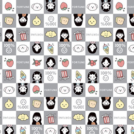 小女孩格子卡通