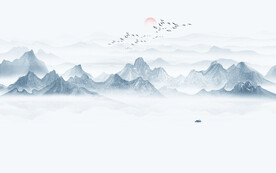 抽象水墨山水画背景墙