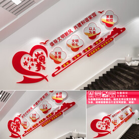 倡导文明新风楼道文化墙