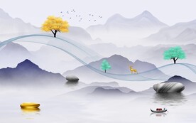 高档 中式清晰山水 TIF分层