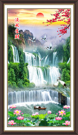 源远流长瀑布山水装饰画